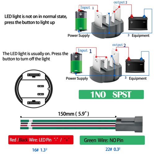 15Amp Waterproof IP67 Momentary Push Button Switch 19mm 12V-24V SPST Start Bu... - Picture 5 of 7