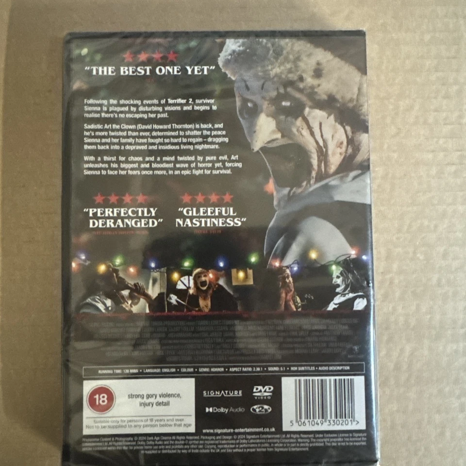 Terrifier 3 (Art The Clown 2024 Damien Leone) NEW SEALED DVD - Image 2 of 2