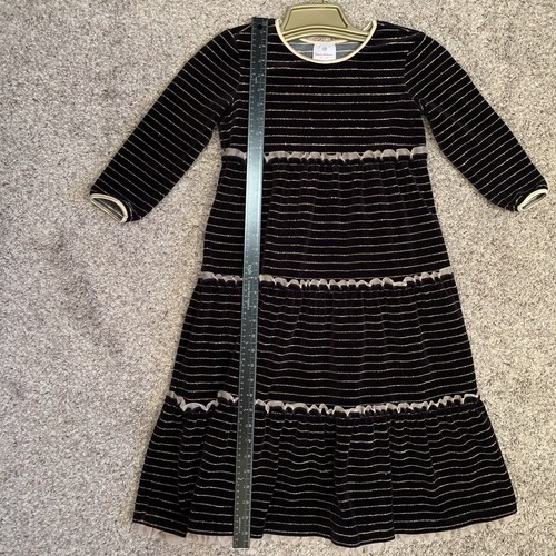 Hanna Anderson Dress Girls size 12 (150) Black Gold Ruffles - Picture 7 of 9