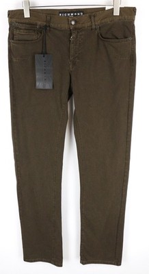 Richmond Hipster Men's Green Cotton Zipper 5-Pocket Casual Pants W32