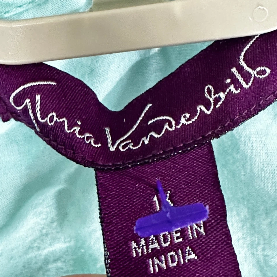 Blusa Gloria Vanderbilt Plus 1X Verde Bordada 100% Algodón Bohemia Campesina Foto 3 de 4