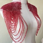 Beaded Shoulder Applique with Tassels Evening Dress Costume Embellishment