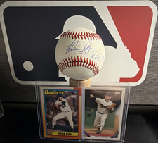 Nolan Ryan Autograph Baseball w/ HOF Inscription  includes 90 & 93 Topps Cards