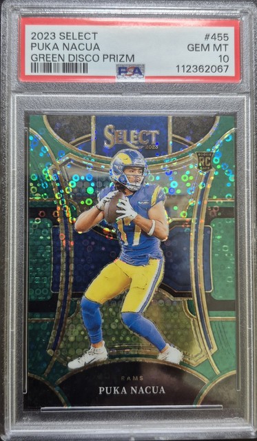 Panini 2023 Select Suite Level Puka Nacua RC Green Disco Prizm /5 #455