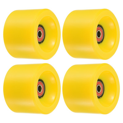 70mm 78A Longboard Wheels with Red Bearings Soft Cruiser Wheels, Yellow 4pcs