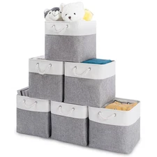 6 Pack Foldable Storage Cubes, 13x13 Inch Fabric Bins, Decorative Storage Bas...