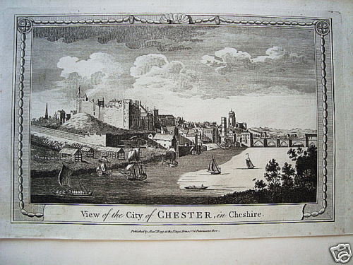 Chester Cheshire Großbritannien echter alter Kupferstich 1750 - Picture 1 of 1