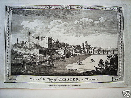 Chester Cheshire  Großbritannien echter alter Kupferstich 1750 - Bild 1 von 1