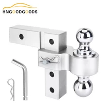 Silver Dual Ball 6" Drop Adjustable Trailer Tow Towing Hitch Fits 2inch Receiver