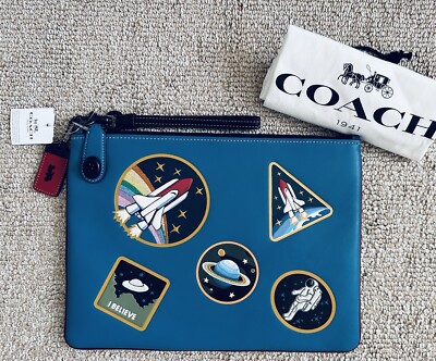 coach backpack with spaceship patches Camera Bag Nasa Space Rocket Patch in Chalk Smooth Leather Essex Fashion House Capture urban edge with the Denim Tear 3 AM Patches backpack featuring distressed denim NASA Backpack: Black Spaceship Design,