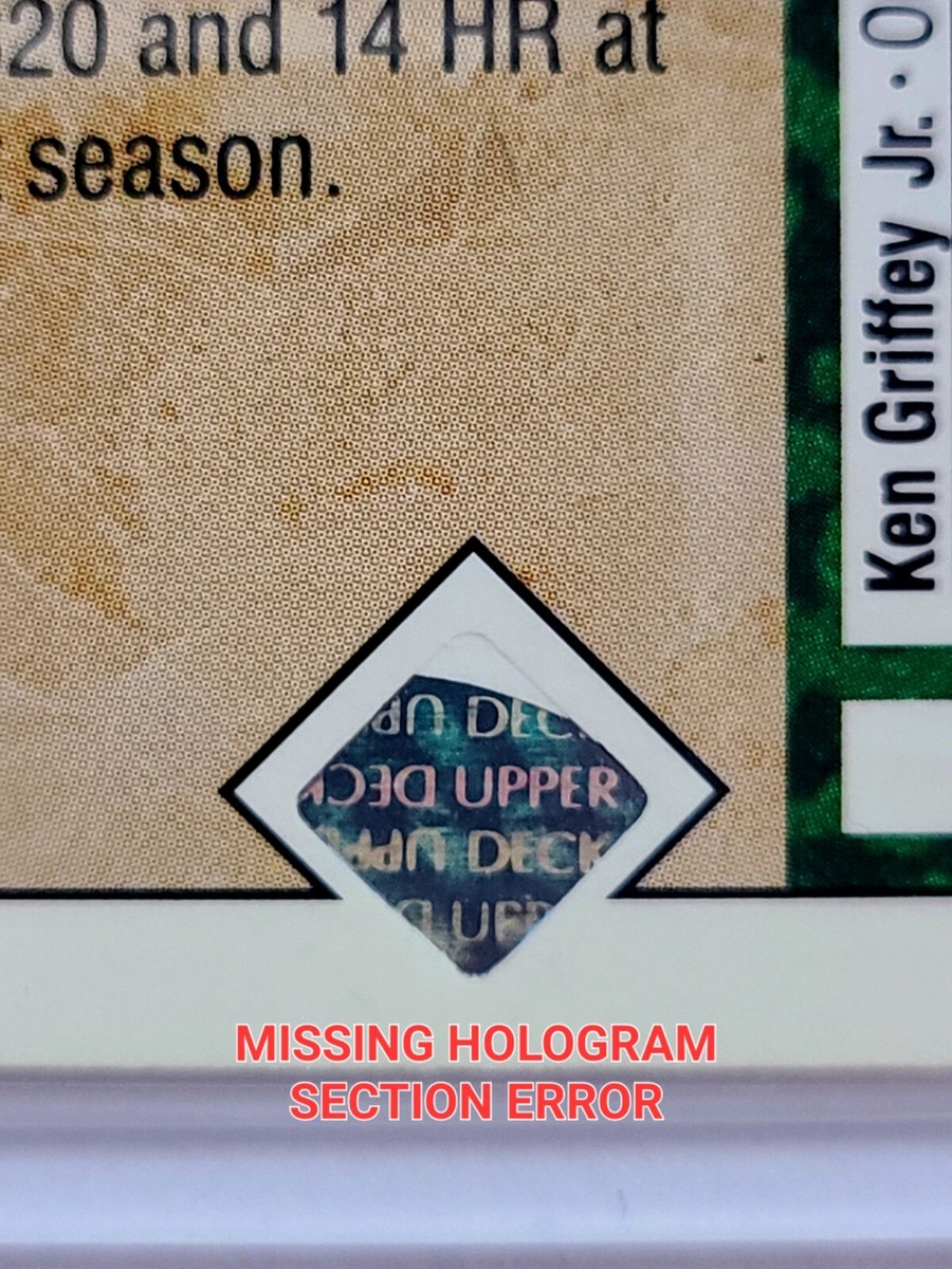 RARE ERROR 1989 Upper Deck #1 Ken Griffey Jr. Rookie