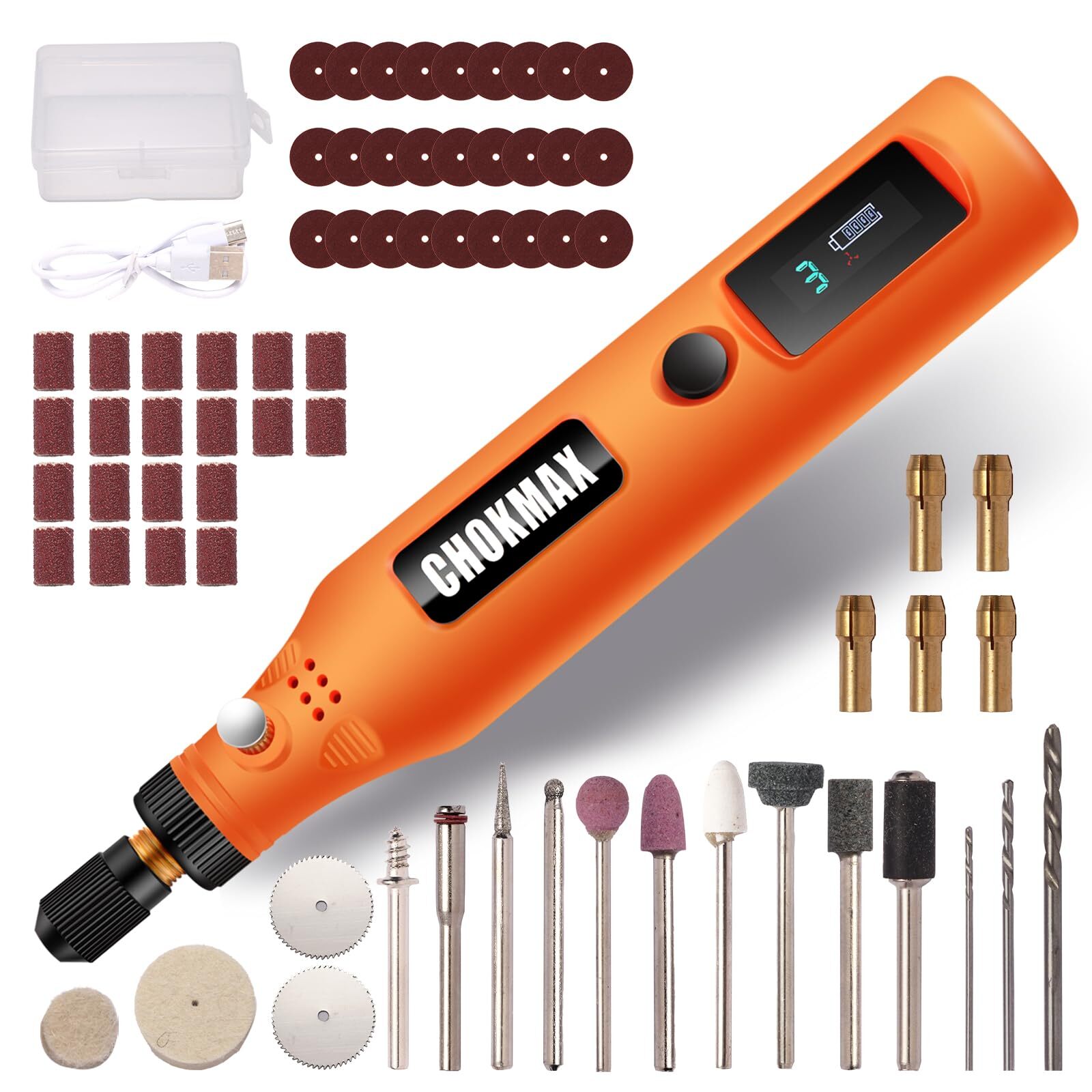 CHOKMAX Mini Cordless Rotary Tool with Work Screen 3-Speed Grinder Kit with 7...