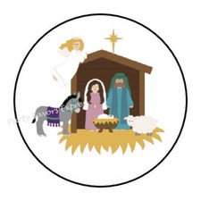 30 NATIVITY CHRISTMAS ENVELOPE SEALS LABELS STICKERS PARTY FAVORS 1.5" ROUND