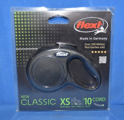 Flexi Classic XS 10' Foot Cord Leash - Max.18 lbs.- Black