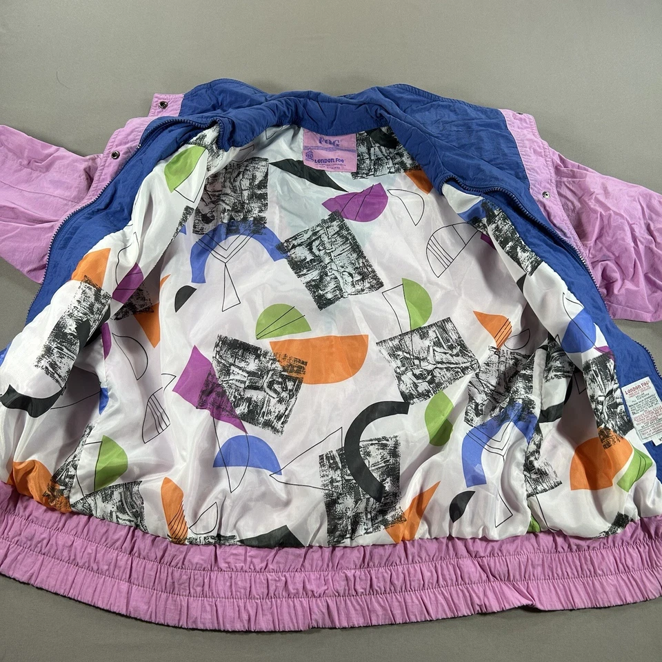 Jaqueta de chuva vintage London Fog color block rosa náutica anos 80 anos 90 masculina XS - Imagem 2 de 4