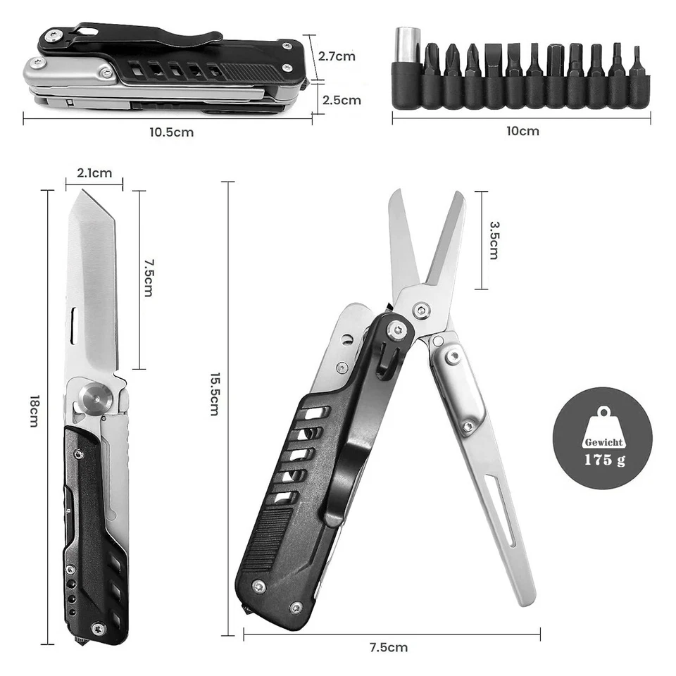 5+11 Funktionen Multitool Multifunktions-Taschenmesser Schweizer Messer Schere - Bild 4 von 4