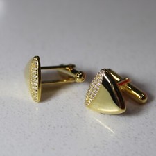 Rhodium or 18k Gold-plated .925 Sterling Cufflinks with lab-created Diamond Pave