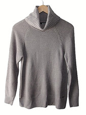 DKNY Size XS Gray Textured Sleeve Cowl Turtleneck Pullover Sweater
