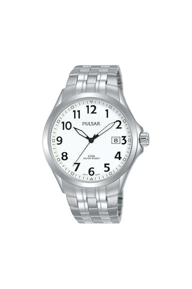 OROLOGIO DA UOMO PULSAR V722-X104 Data ""Classico Rettangolo, GP Acciaio Inox Bicolore EUR 16,61
