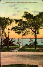 VINTAGE POSTCARD- FORT ALLEN PARK & HARBOR, PORTLAND, MAINE-MADE IN GERMANY BK62