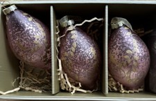 Christian Siriano Large Pink Gold Mercury Glass Christmas Ornaments 5  Set 3 NEW