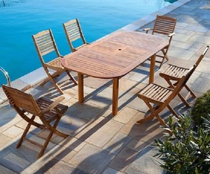 Dettagli Su Set Da Giardino In Legno Tavolo Allungabile Massello Per Uso Esterno