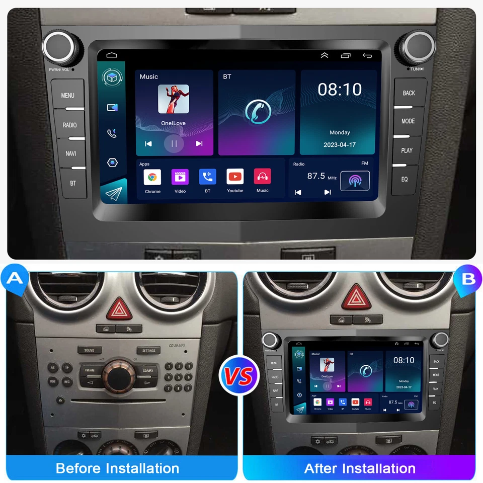 7" Android 13 Carplay Autoradio GPS WIFI 32G Per Opel Astra H Zafira B Corsa C D - Immagine 4 di 4