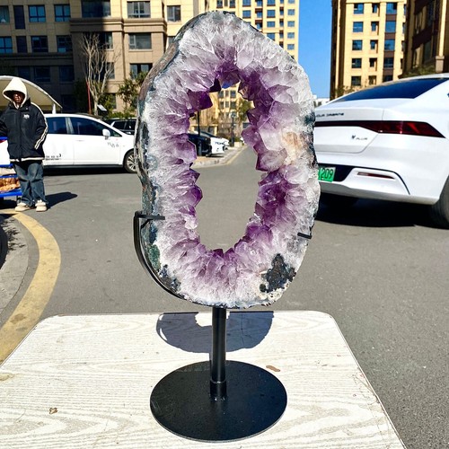 12.87LB Natural Amethyst Cave Crystal Slice Crescent shaped Hand Cut Repai - 第 11/12 張圖片
