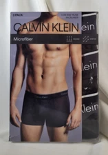 Calvin Klein 3 Microfiber Low Rise Trunks XL Black, Wicking, Stretch