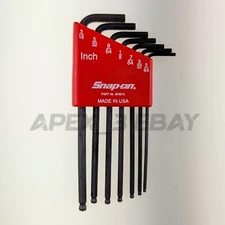 Snap-on BHS7A 7 pc SAE L-Shaped Ball Hex Wrench Set 5/64”- 3/16" EDC Pocket Size