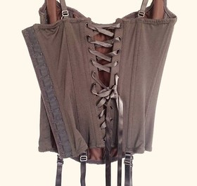 Fredericks Of Hollywood Espresso Chocolate Brown Embellish Lace Corset, 32 **NWT