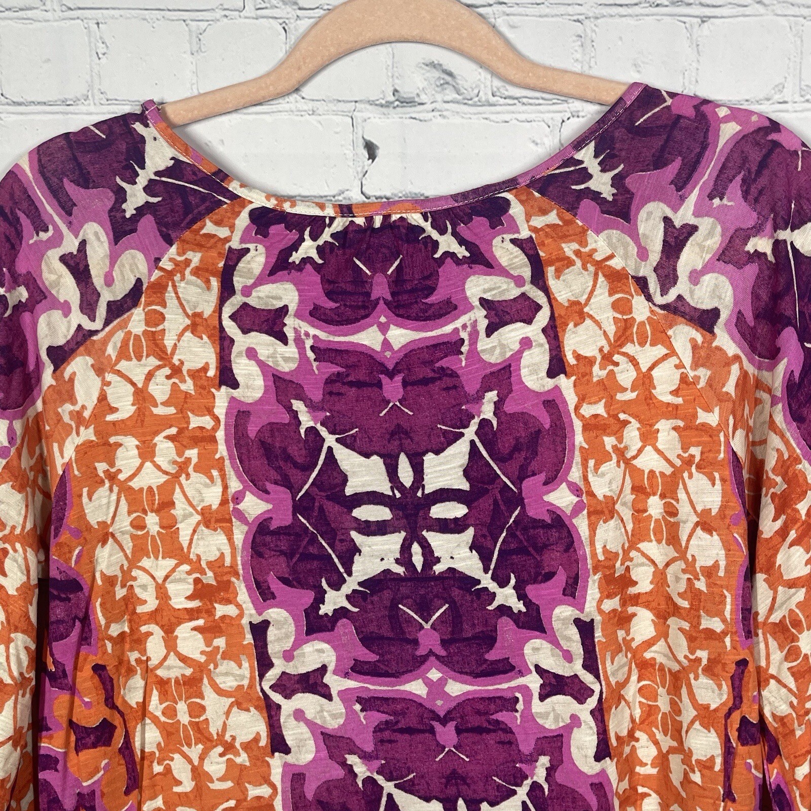 Chicos Blouse Size 0 US Small Patchwork Boho Abst… - image 12