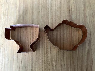 Kitchen Collectibles Copper Cookie Cutters Kettle and Tea Cup
