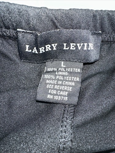Larry Levine Long Black Pull On Elastic Waist Skirt Size L Career Office - Picture 5 of 9
