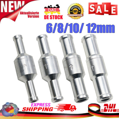 Neu 6mm 8mm 10mm 12mm Aluminium Ventil Rückschlagventil Benzinhahn Gasöl Diesel~