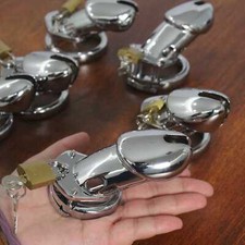 Metal Chastity Cage Device Belt Men Penis Padlock Restraint Lockable for Male