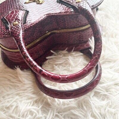Vintage Vivienne Westwood Burgundy Snake Embossed Heart Bag