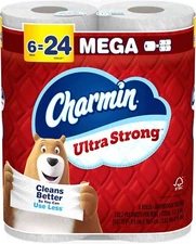 Charmin Ultra Strong Toilet Paper, 6 Mega Rolls = 24 Regular Rolls. FREE SHIP