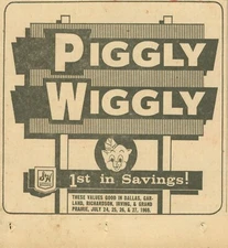 Vintage Newspaper Advertisement Ad Piggly Wiggly Grocery Grocer Store Pig