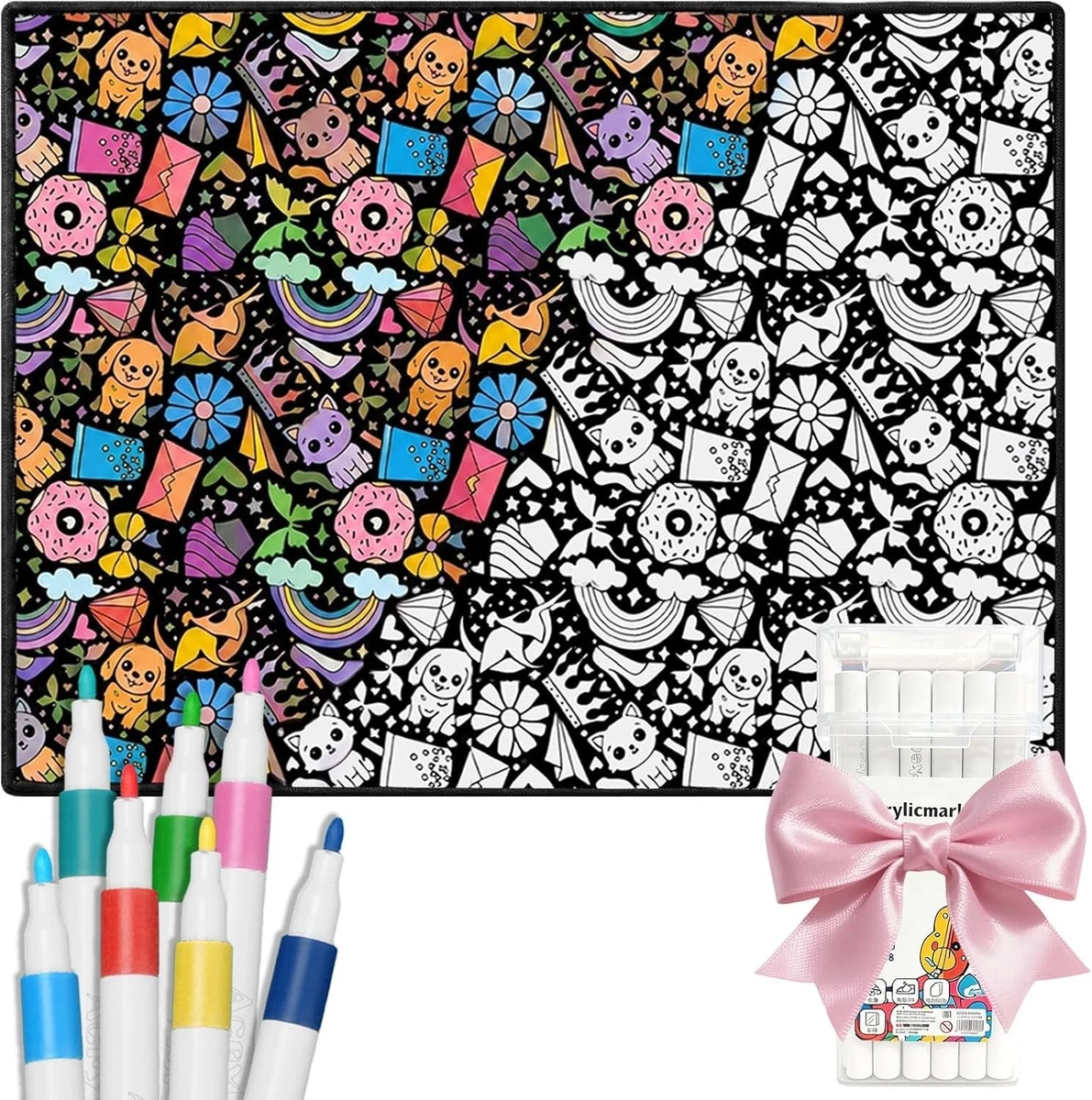 Manta para colorear grande 150x125cm 24 colores DIY manta para pintar mullida suave manta mullida