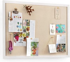 Emfogoo Cork Board with Linen 60x45cm Pin Notice Board for Home Bedroom Office 