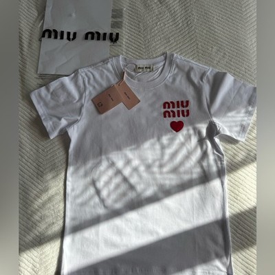 【専用】MIU MIU ホワイト Tシャツ ハート刺繍モチーフ NWT Miu Miu White Logo Heart T-Shirt M | eBay