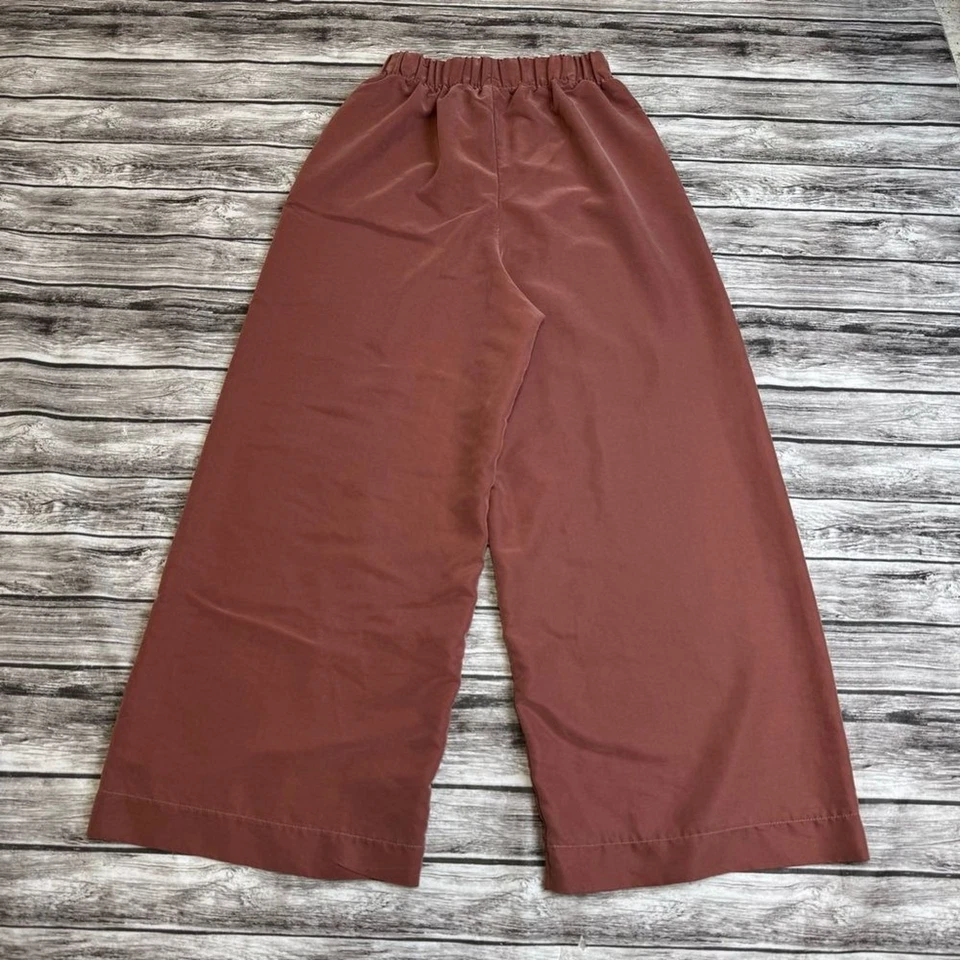 Calça American Apparel Feminina Rosa Poeirada Perna Larga P SM Cintura Elástica Pequena - Imagem 2 de 4