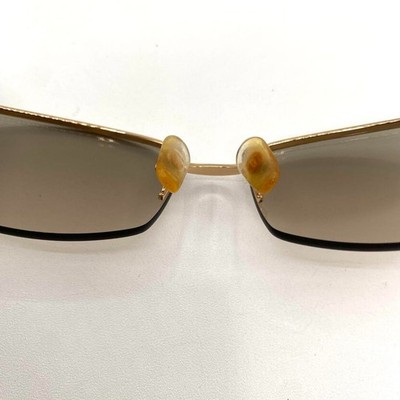 Chanel 4093-B Rimless Sunglasses Gold Frame Brown Lens Crystal