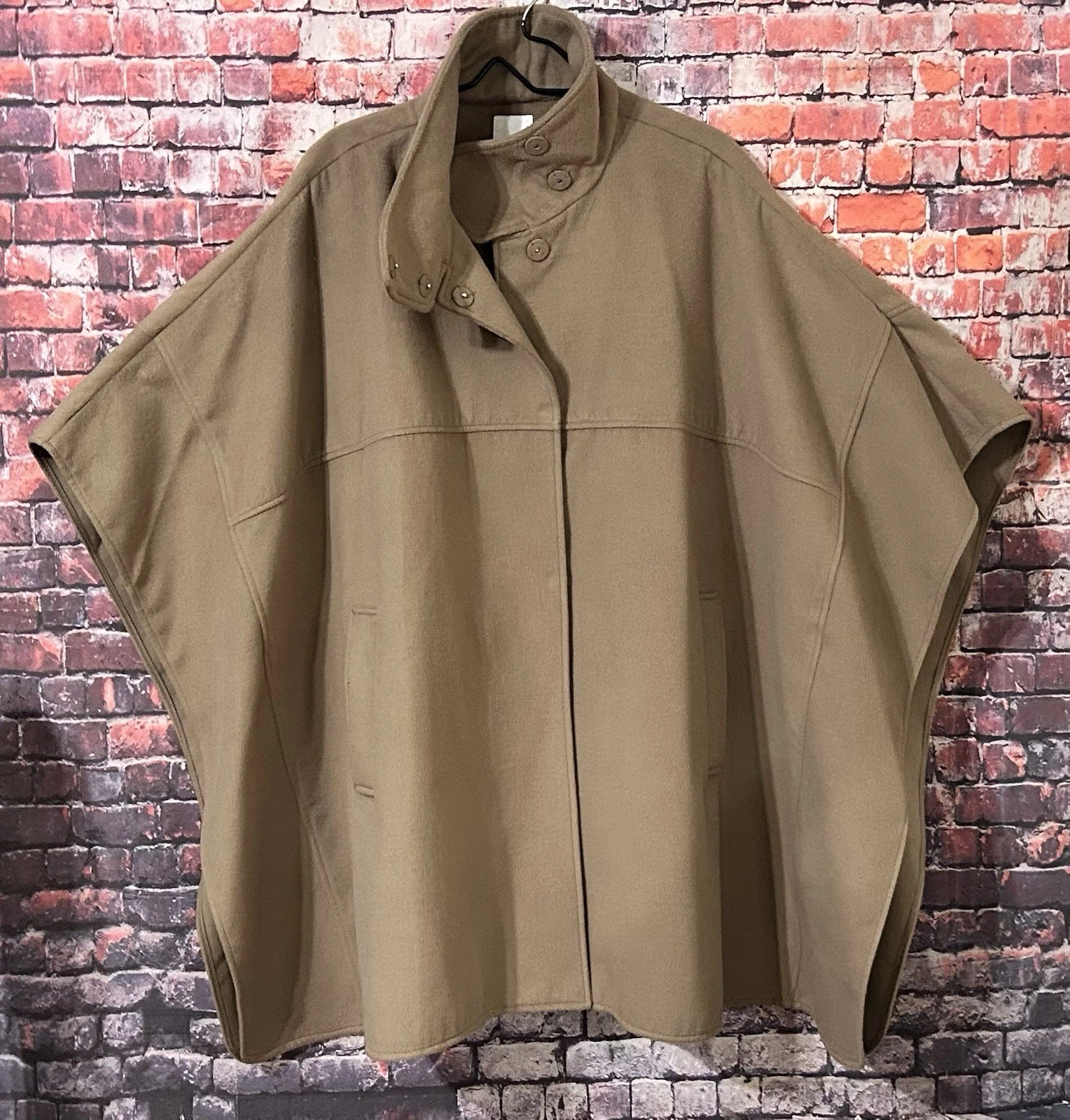 H&M Women’s Camel Brown Cape Coat Poncho Jacket Size M/L High Collar
