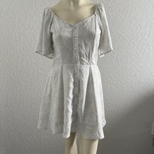Sienna Sky Dress Polka Dots Smocked Cottagecore Milkmaid Sz Medium Peasant Boho