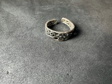 1.93g Vintage Sterling Silver 925 Floral Flower Ring Boho Adjustable M Size 2