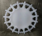 Vintage Westmoreland Fleur De Lis Milk Glass Plate Dish Reticulated Edge 7.25"