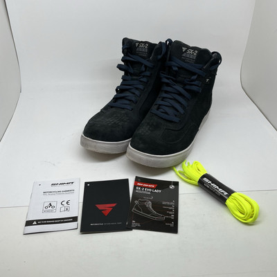 SHIMA SX-2 EVO Motorcycle Shoes Women s Sz EU 41 US 9.5 Navy Blue Black Suede