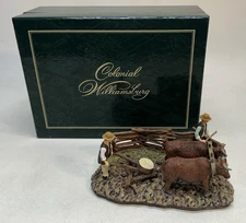 Lang and Wise Colonial Williamsburg Village Plowing with Oxen figurine 30489701